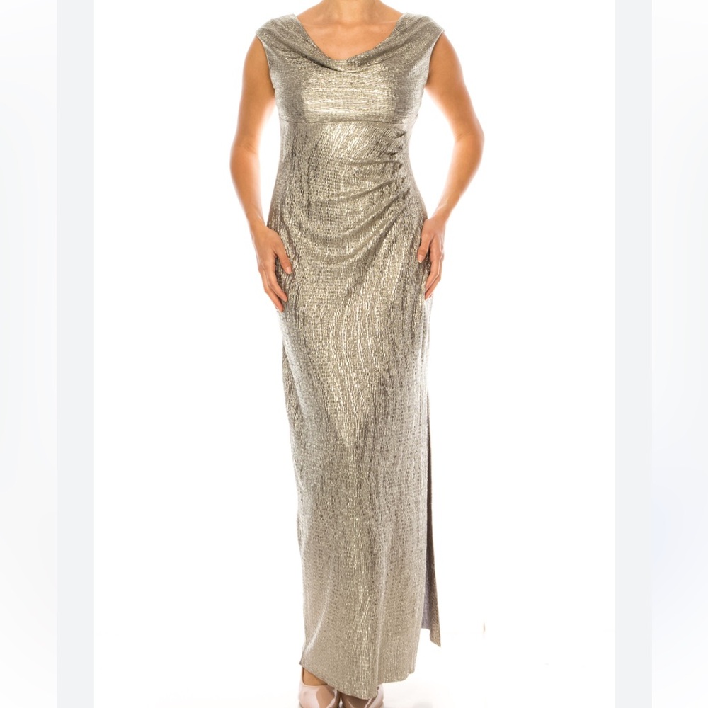Ralph Lauren Elegant Evening metallic silver gold Dress